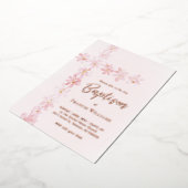 waterverf roze bloemen kruisen doop folie uitnodiging (Gedraaid)