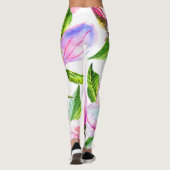 waterverf roze bloemen leggings (Achterkant)