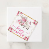 Waterverf Roze Bloemen Lente Lam Pasen Bedankjes Labels (In situ)