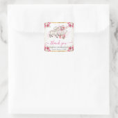 Waterverf Roze Bloemen Lentelam Verjaardag Vierkante Sticker (Tas)