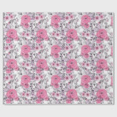 Waterverf roze bloemen licht witte achtergrond cadeaupapier (Vlak)