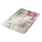 Waterverf Roze Bloemen Lijst Glanzend Brons Elegan Badmat (Gekanteld)