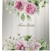 Waterverf Roze Bloemen Lijst Glanzend Brons Elegan Douchegordijn (Voorkant)