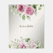 Waterverf Roze Bloemen Lijst Glanzend Brons Elegan Fleece Deken (Voorkant)