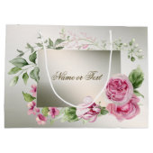 Waterverf Roze Bloemen Lijst Glanzend Brons Elegan Groot Cadeauzakje (Achterkant)