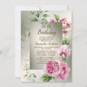 Waterverf Roze Bloemen Lijst Glanzend Brons Elegan Kaart (Voorkant)