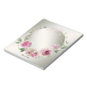 Waterverf Roze Bloemen Lijst Glanzend Brons Elegan Notitieblok (Linkerzijde)