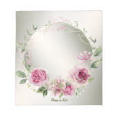 Waterverf Roze Bloemen Lijst Glanzend Brons Elegan Notitieblok (Voorkant)