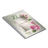 Waterverf Roze Bloemen Lijst Glanzend Brons Elegan Notitieboek (Rechterzijde)