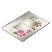 Waterverf Roze Bloemen Lijst Glanzend Brons Elegan Notitieboek (Linkerzijde)