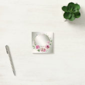 Waterverf Roze Bloemen Lijst Glanzend Brons Elegan Post-it® Notes (Kantoor)