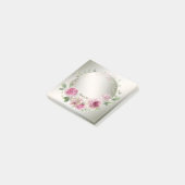 Waterverf Roze Bloemen Lijst Glanzend Brons Elegan Post-it® Notes (Schuin)
