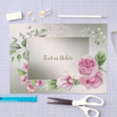 Waterverf Roze Bloemen Lijst Glanzend Brons Elegan Tissuepapier (Craft)