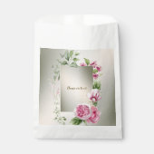 Waterverf Roze Bloemen Lijst Glanzend Brons Party  Bedankzakje (Voorkant)