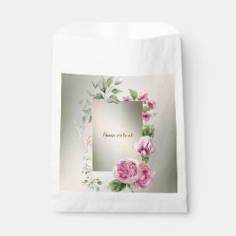 Waterverf Roze Bloemen Lijst Glanzend Brons Party  Bedankzakje