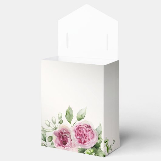 Waterverf Roze Bloemen Lijst Glanzend Bronzen Part Bedankdoosjes (Geopend)