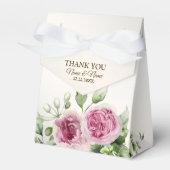 Waterverf Roze Bloemen Lijst Glanzend Bronzen Part Bedankdoosjes (Voorkant Zijde)