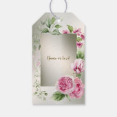 Waterverf Roze Bloemen Lijst Glanzend Bronzen Part Cadeaulabel (Achterkant)