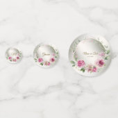 Waterverf Roze Bloemen Lijst Glanzend Bronzen Part Confetti (Achterkanten)