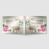 Waterverf Roze Bloemen Lijst Glanzend Bronzen Part Gastenboek (Volledig)