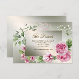 Waterverf Roze Bloemen Lijst Glanzend Bronzen Part Informatiekaartje