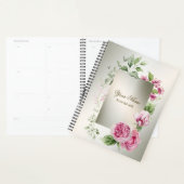 Waterverf Roze Bloemen Lijst Glanzend Bronzen Part Planner (Display)
