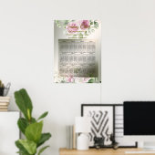 Waterverf Roze Bloemen Lijst Glanzend Bronzen Part Poster (Thuiskantoor)