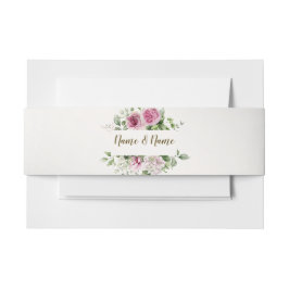 Waterverf Roze Bloemen Lijst Glanzend Bronzen Part Uitnodigingen Wikkel