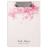 Waterverf Roze Bloemen Make-up Artiest Haar Stylis Klembord (Voorkant)