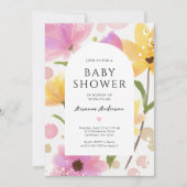 Waterverf Roze Bloemen Meisje Baby shower Kaart (Voorkant)