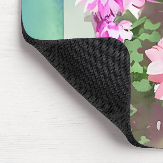 Waterverf Roze bloemen Muismat (Hoek)