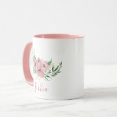 Waterverf Roze Bloemen Naam Mok (Voorkant links)