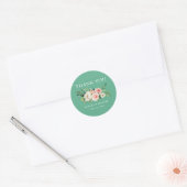 Waterverf Roze Bloemen Neo Mint Bruiloft Ronde Sticker (Envelop)