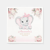 Waterverf roze bloemen olifant meisje baby shower servet (Voorkant)