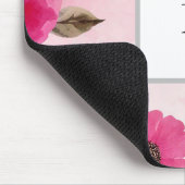 Waterverf Roze Bloemen op een Monogram Mousepad Muismat (Hoek)