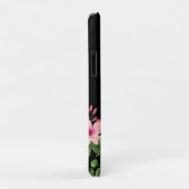 Waterverf roze bloemen op zwart gegrammeerd Case-Mate iPhone case (Achterkant/rechts)