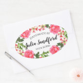 Waterverf Roze Bloemen Ovaal Krans Ontwerp Ovale Sticker (Envelop)
