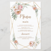 Waterverf Roze Bloemen Pampas Grass Bruiloft Menu (Voorkant)