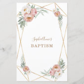 Waterverf Roze Bloemen Pampas Grass Doop Menu (Achterkant)