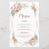 Waterverf Roze Bloemen Pampas Grass Doop Menu (Voorkant)