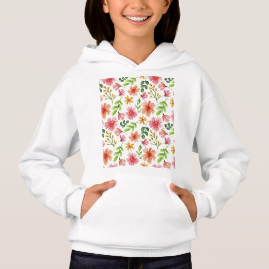 Waterverf Roze Bloemen Patroon (Voorkant)