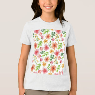 Waterverf Roze Bloemen Patroon-69677 Tri-Blend Shirt