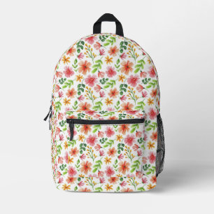 Waterverf Roze Bloemen Patroon Bedrukte Rugzak