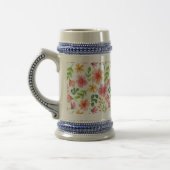 Waterverf Roze Bloemen Patroon Bierpul (Links)