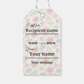 Waterverf Roze Bloemen Patroon Cadeaulabel (Achterkant)