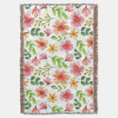 Waterverf Roze Bloemen Patroon Deken (Voorkant Verticaal)