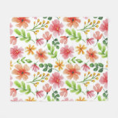 Waterverf Roze Bloemen Patroon Fleece Deken (Voorkant (Horizontaal))