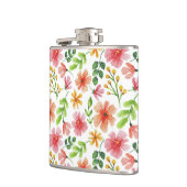 Waterverf Roze Bloemen Patroon Heupfles (Links)