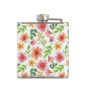 Waterverf Roze Bloemen Patroon Heupfles (Achterkant)