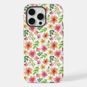 Waterverf Roze Bloemen Patroon iPhone 15 Pro Max Case